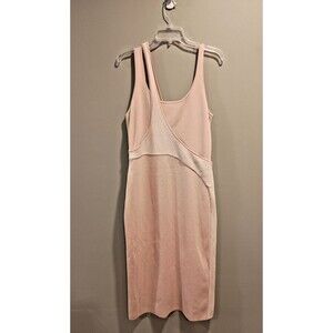Esteban Cortazar x RTR Varsity Knit Scoop Neck Sheath Midi Pink Dress Size XL